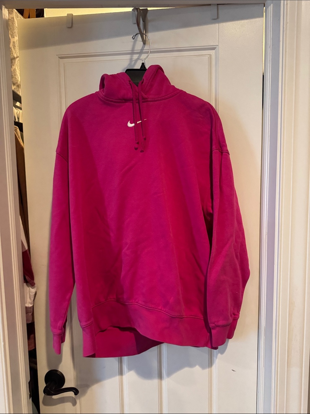 Nike Hot Pink Pullover Hoodie with White Swoosh